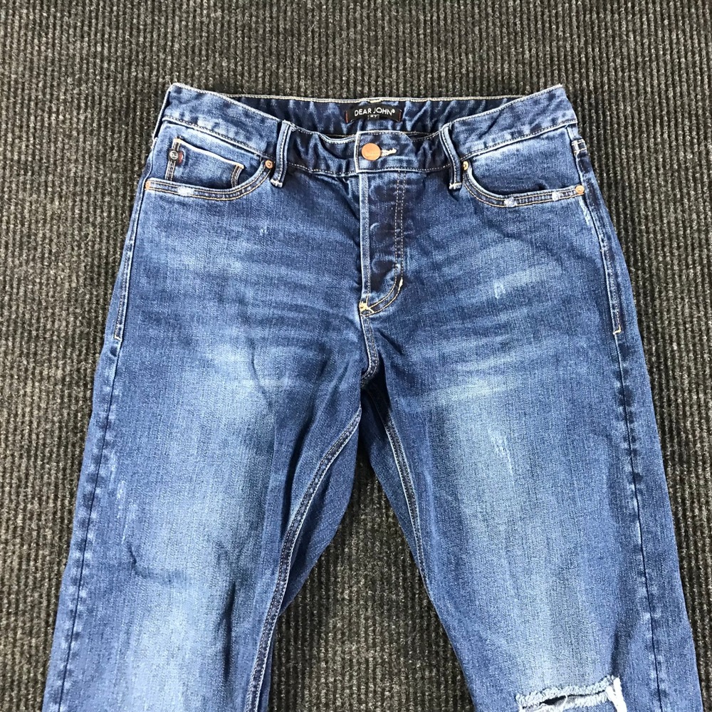 Dear John American Classic Distressed Straight Leg Jeans Blue Medium Wash Sz 27 - Picture 2 of 9